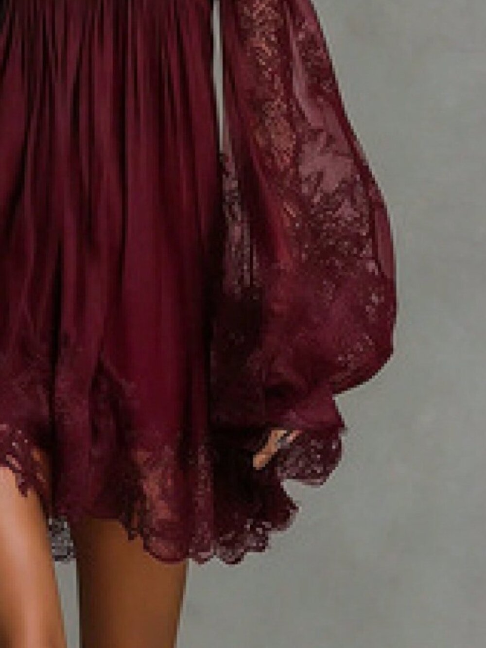 Red Chic Women's Spaghetti Strap Off-Shoulder Puff Sleeve Ruffle Hem Mini Dress - Picture 3 of 3